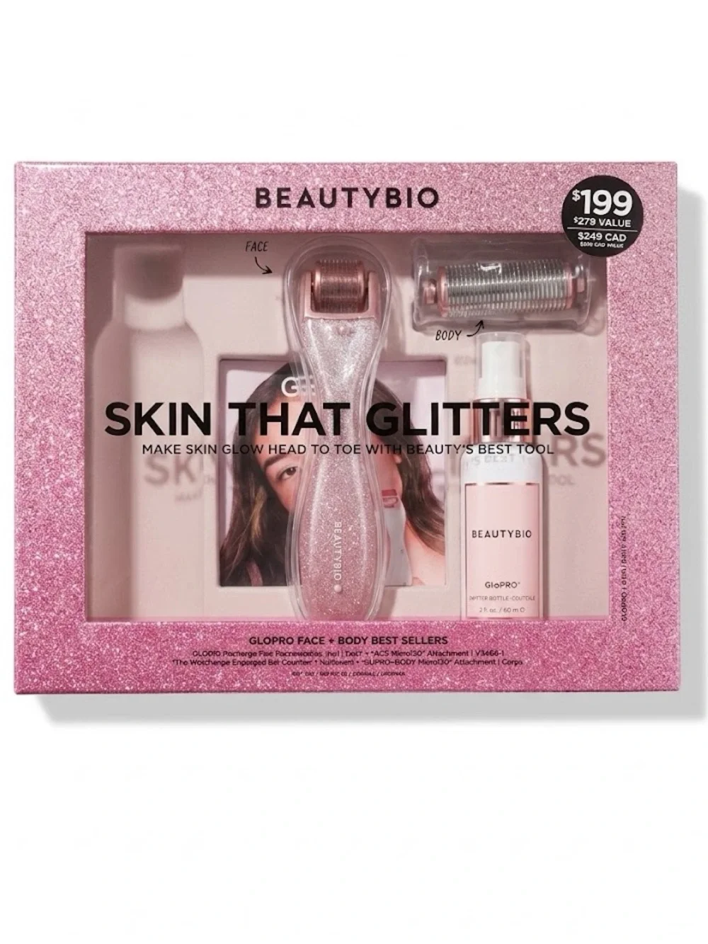 New Beauty Bio GloPro Microneedling Tool with Face & Body Attachments